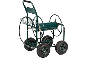 VINGLI Garden Hose Reel Cart, 4-Wheel Portable Lawn Watering Hose Reel Cart
