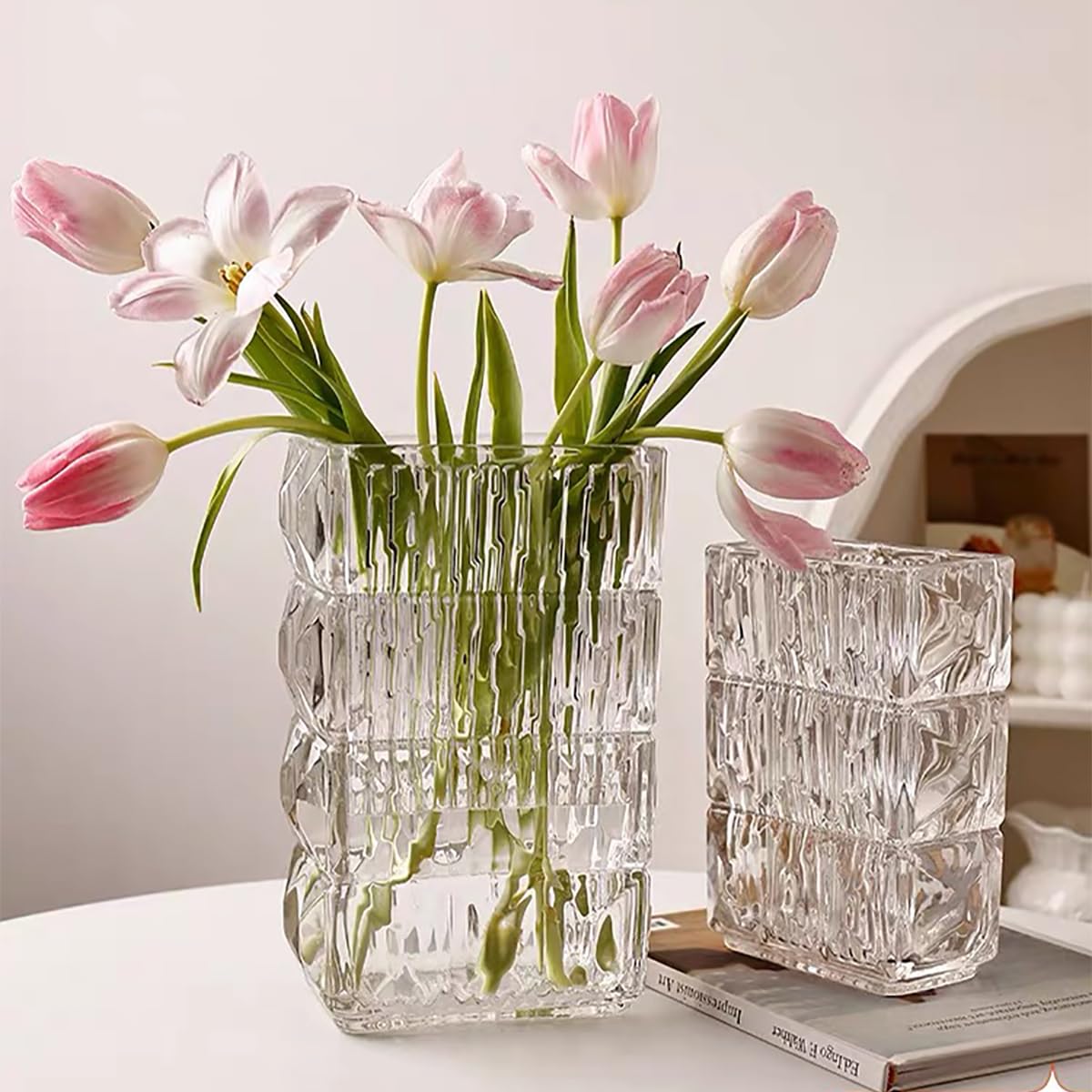 Matches21 Vaso In Vetro Rettangolare Per Fiori - 6x20 Cm - 1 Pezzo, Trasparente, Portacandele - 2