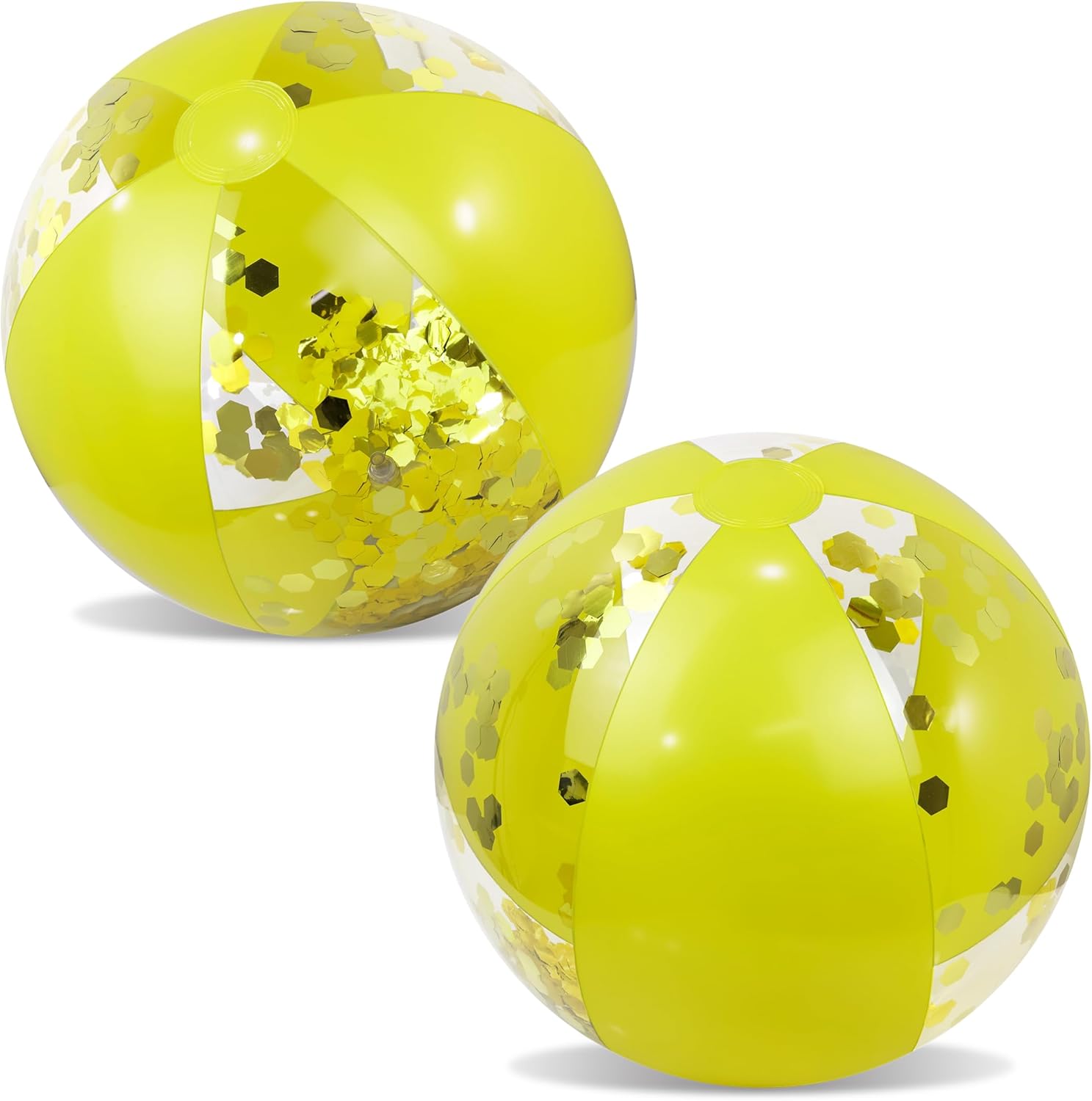 POZA Inflatable Beach Balls - Elegant Glitter Confetti Premium Floaters, Heavy Duty Vinyl Floatation Pool Toys for Pool Beach Party, UV Resistant Pool Décor