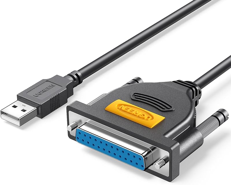UGREEN Adaptador de cable de impresora USB macho a DB25 hembra paralelo (25 pines) de 6 pies | Conector convertidor IEEE 1284 para impresoras antiguas compatibles con Windows 11/10/8/7/macOS10.4 (Tiger) a 13 (Ventura)/Linux