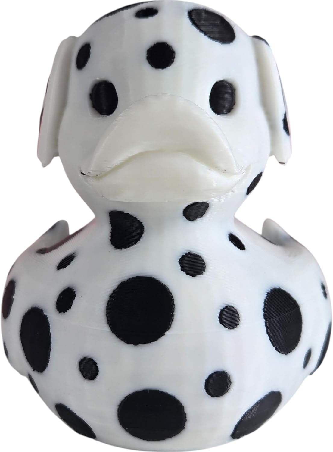 Dalmatian Duck Collectible Figurine - Unique Black and White Desk Decor for Home or Office Display - 3D Printed in Canada