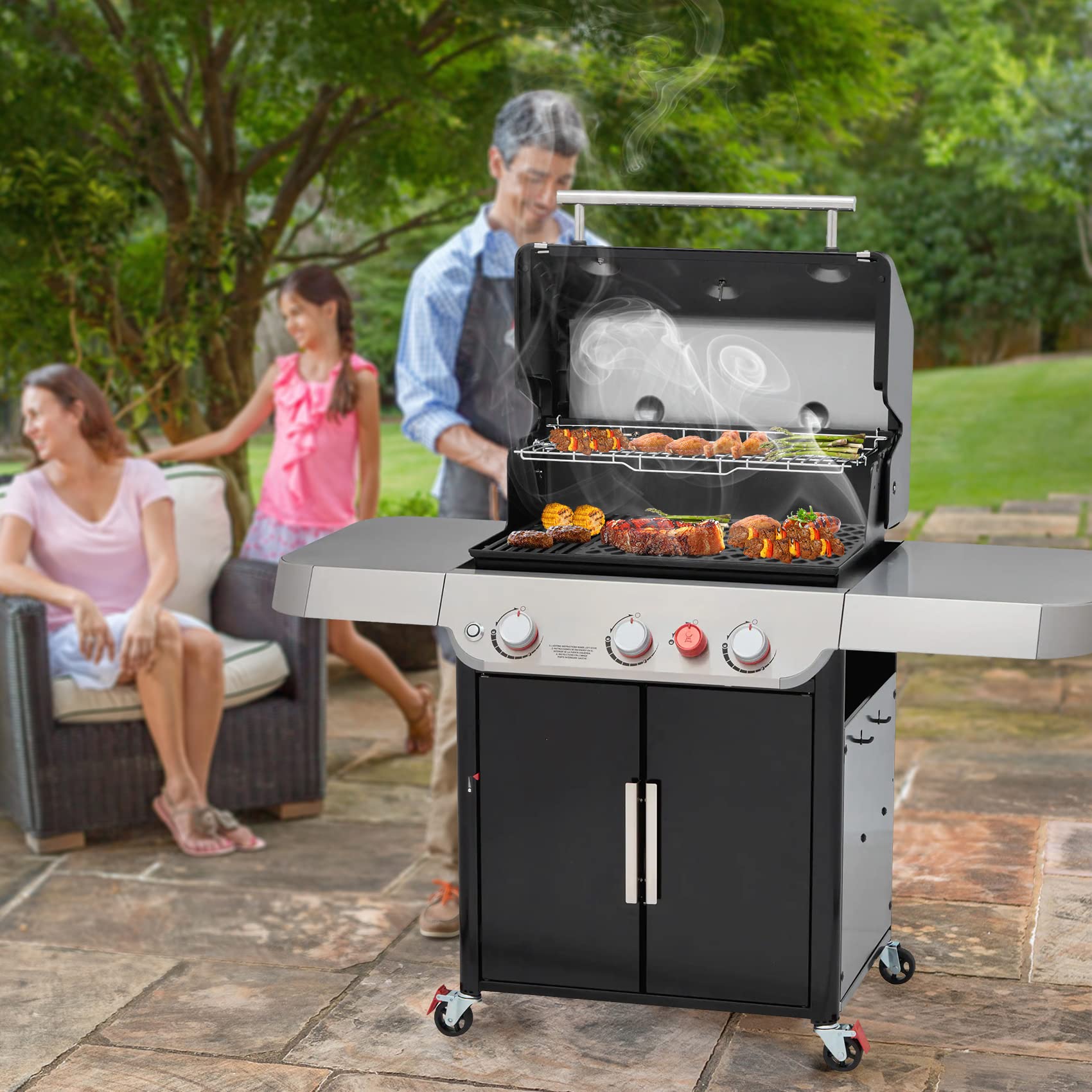 onlyfire Griglia di Cottura per Barbecue in Ghisa Ricambio per Griglie a Gas Weber Genesis 2022, BBQ Accessori per La Serie Weber Genesis II 300 e 400 Richiede Griglie di Cottura Weber Crafted