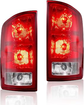 OE Red Tail Lights for 2002-2006 Dodge Ram 1500 & 2003-2006 Ram 2500/3500 | Complete Set w/Circuit Boards & Bulbs | Direct OE Replacement Pair L#55077347AF/R#55077348AF