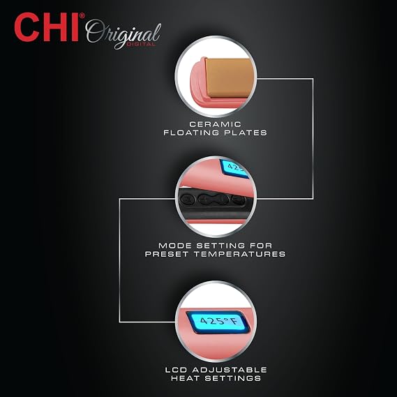 CHI Original Flat Iron Hair Straightener, 1.25, Prosecco Please