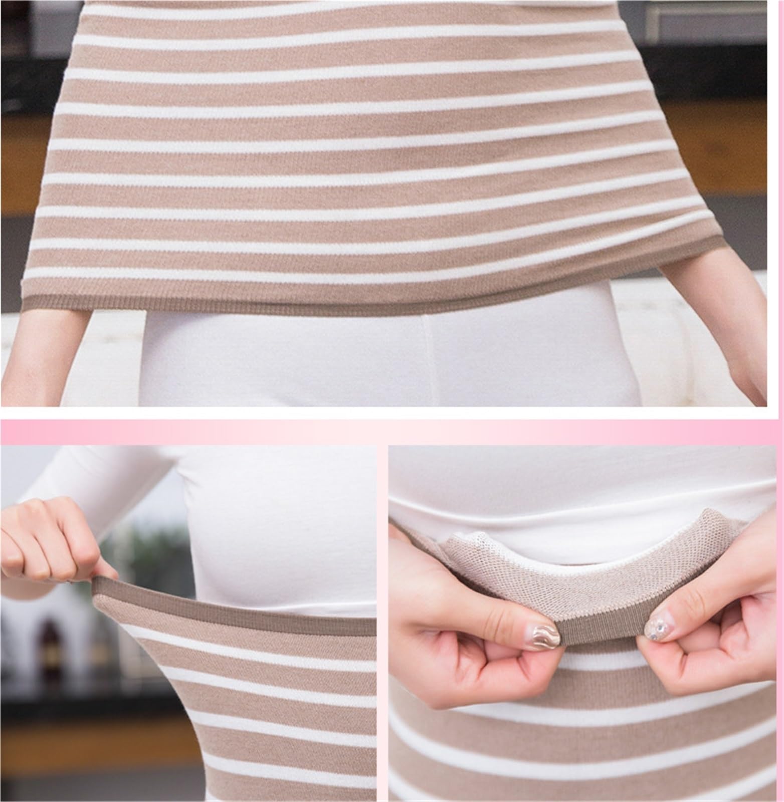 Rückenstützgürtel Leicht Bauchwärmegürtel, Unisex, Weicher Taillenwärmegürtel, Yoga-Gürtel Atmungsaktiv(Pink,L)
