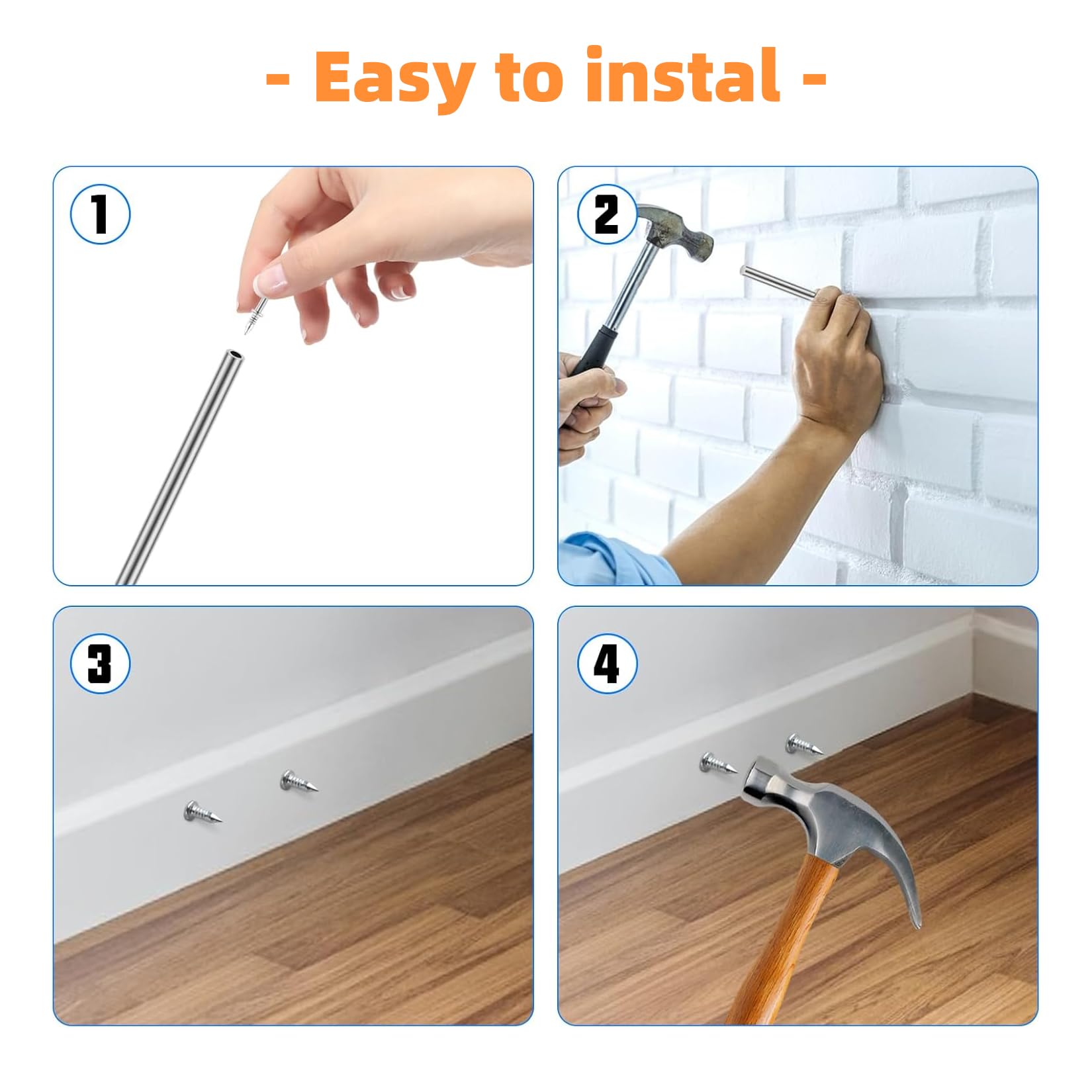 600 chiodi senza cuciture con filo per base a doppia testa, chiodi in cemento, battiscopa Invisible Safety Screws, chiodi in acciaio, chiodi decorativi per pareti in cemento, con strumento specifico