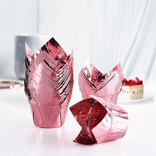 Miniatura 2 de Party Hipopótamo Gold Tulip Cupcake Forros de papel para hornear tazas de papel para hornear magdalenas a prueba de grasa, envoltorios para bodas,