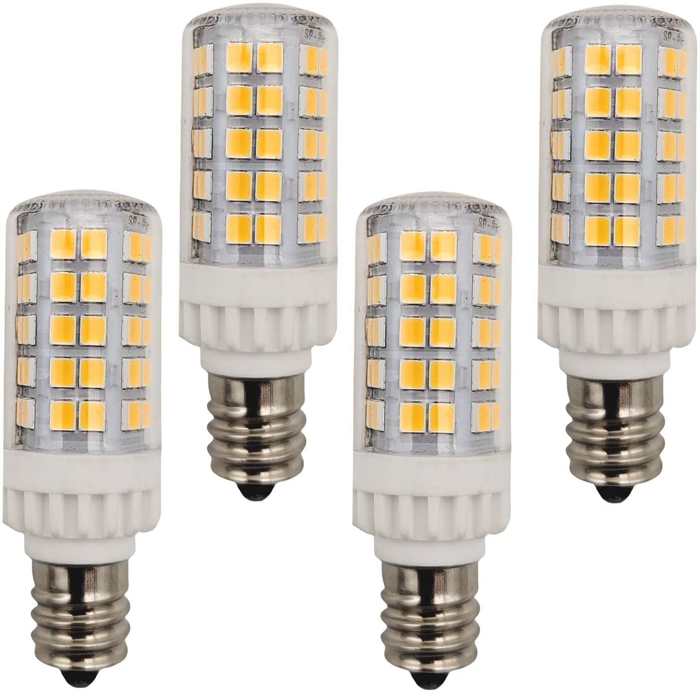 QLEE Led E12 Candelabra Bulb 5w 600lm Salt Rock Lamp Appliance Refrigerator Light Replacement 60 Watt C7 Incandescent Bulb T2 Halogen Chandelier Ceiling Fan Lighting 220v Warm White 4 Pack 3000k