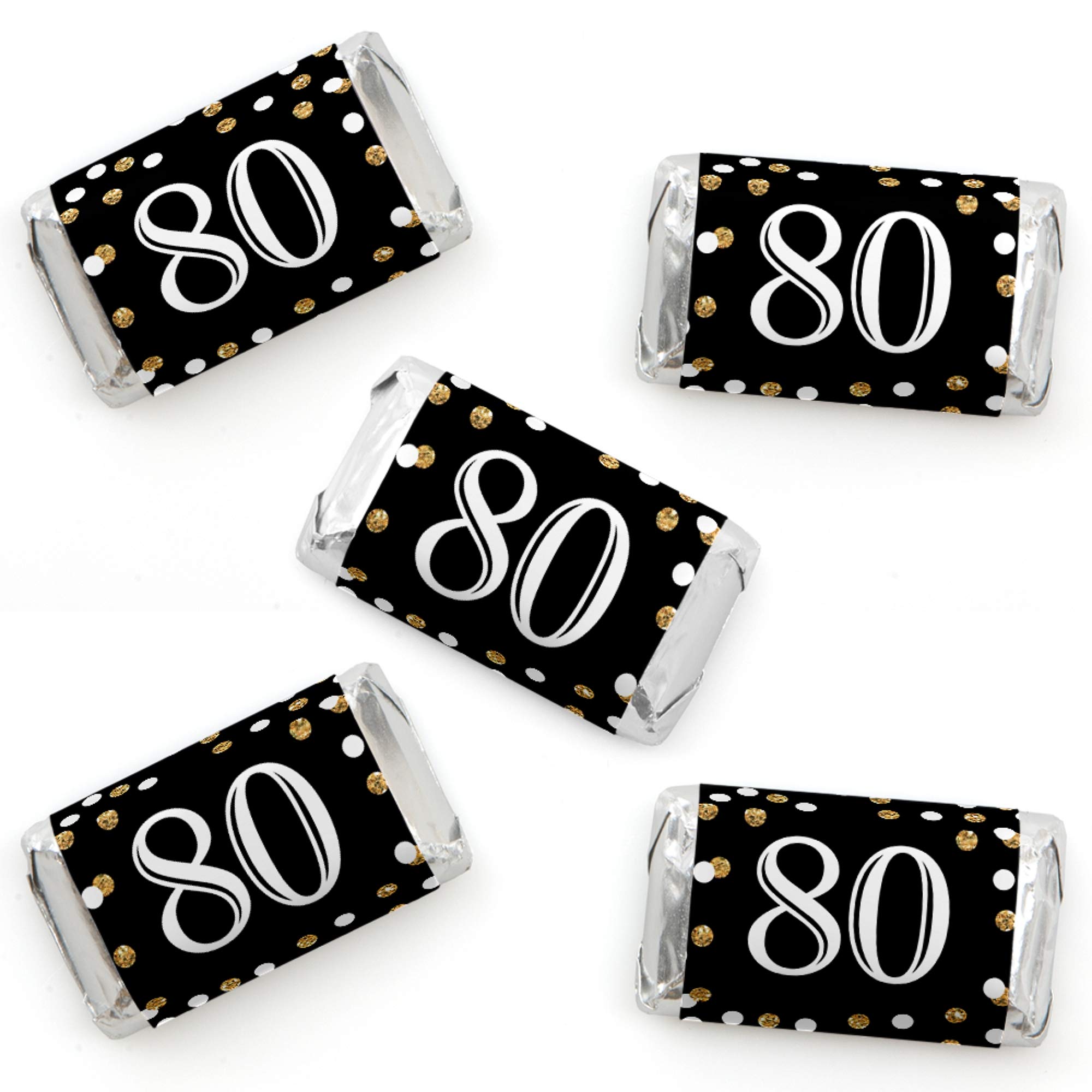 Mini autocollants pour bar à bonbons 80e anniversaire doré
