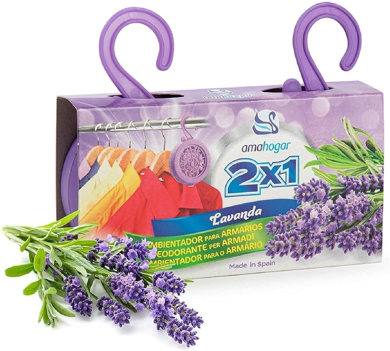 Air Freshener Cabinet, Drawers, Clothes, Long Lasting Hanging Aromatizer, Natural Home Fragrances, Eliminates Bad Smells, Moth Deodorant, Pack of 2 (Lavender)