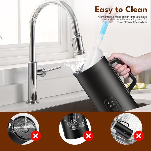 Vexloria Montalatte Elettrico 4 in 1, 580ML, Schiumalatte Caldo e Freddo Veloce, 2 Fruste, Rivestimento Antiaderente, Rivestimento Antiaderente per Cappuccino, Latte, Macchiato e Cioccolata Calda - 4