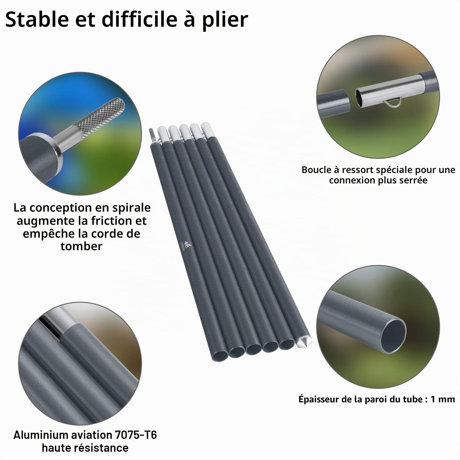 Unigear Lot de 2 Poteaux pour Toile Ombrage Réglables de 40-240cm