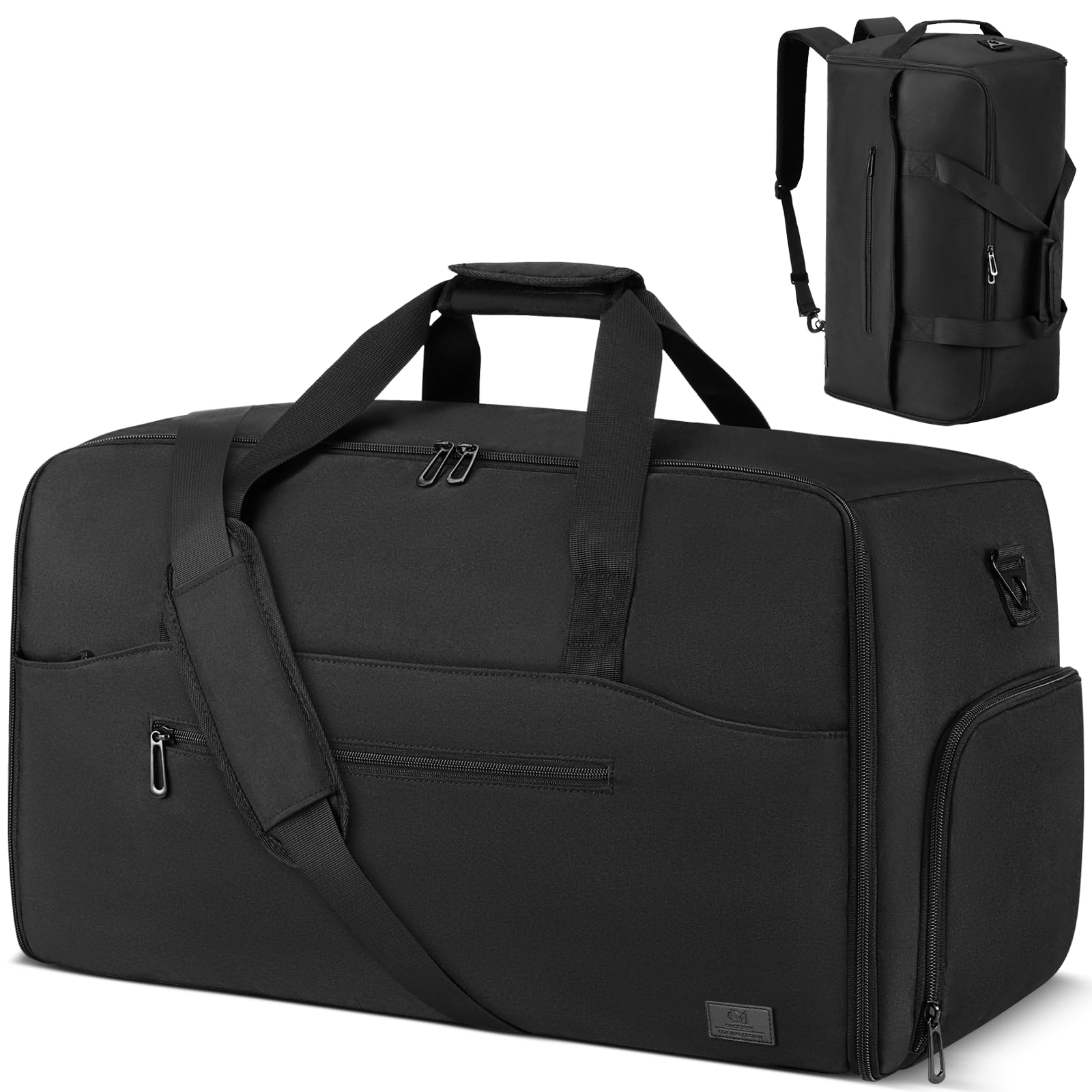 Borsone porta abiti da uomo e donna, convertibile per viaggi, borsa da viaggio espandibile con scomparto per scarpe per viaggi di lavoro, fine settimana, matrimonio (nero)