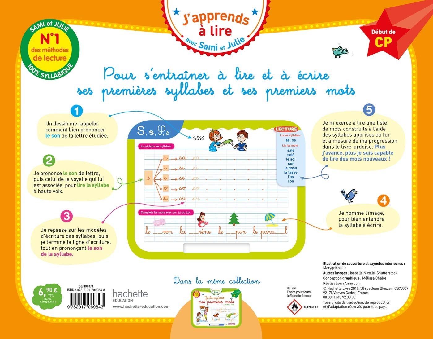 Je lis et j'écris mes premières syllabes avec Sami et Julie - Début de CP (Livre-ardoise)