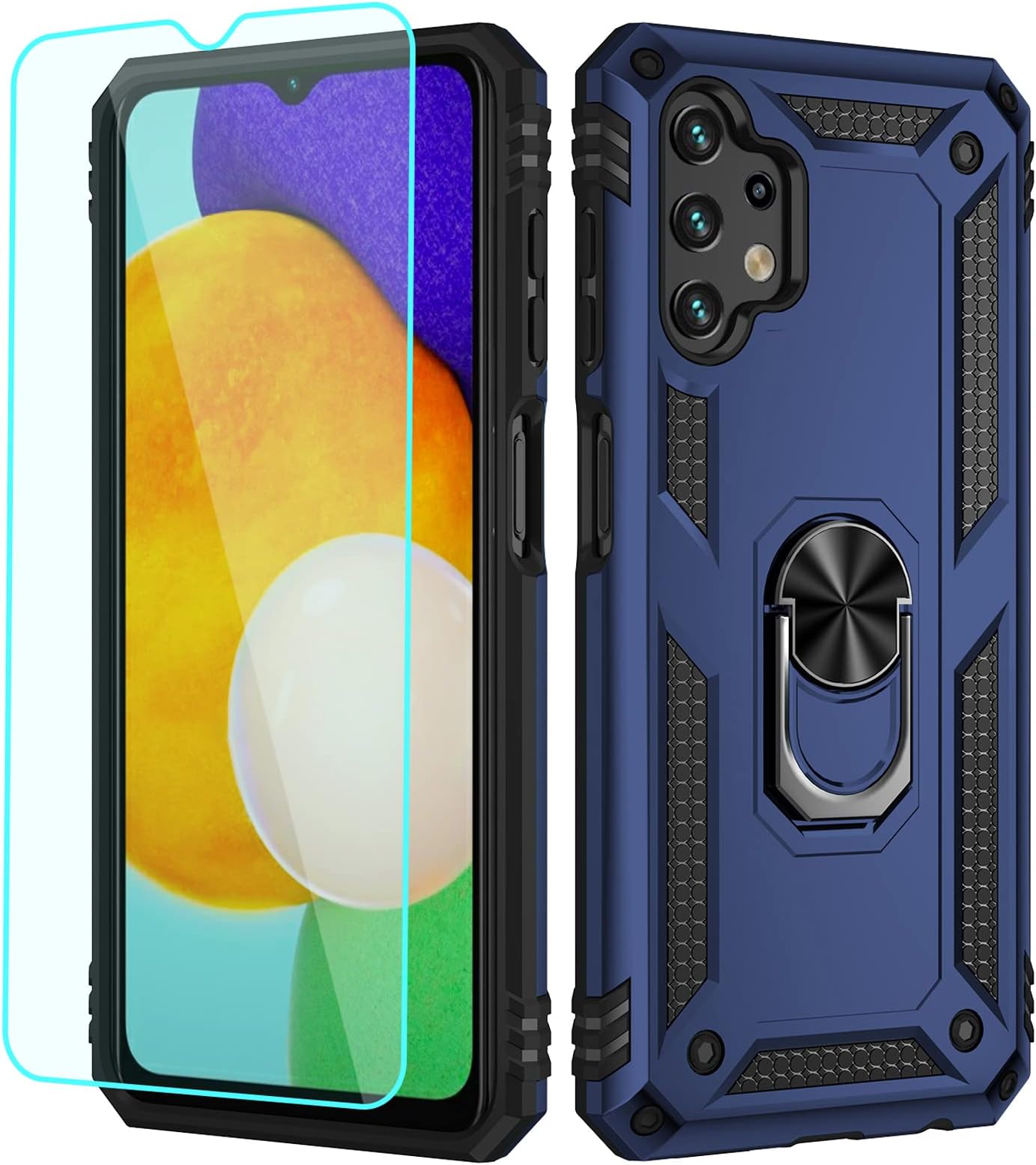 for Galaxy A13 LTE 4G Case,(NOT for 5G) with Screen Protector,[Military Grade] 16ft. Drop Tested Cover with Magnetic Kickstand Car Mount Protective Case for Galaxy A13 4G, Blue
