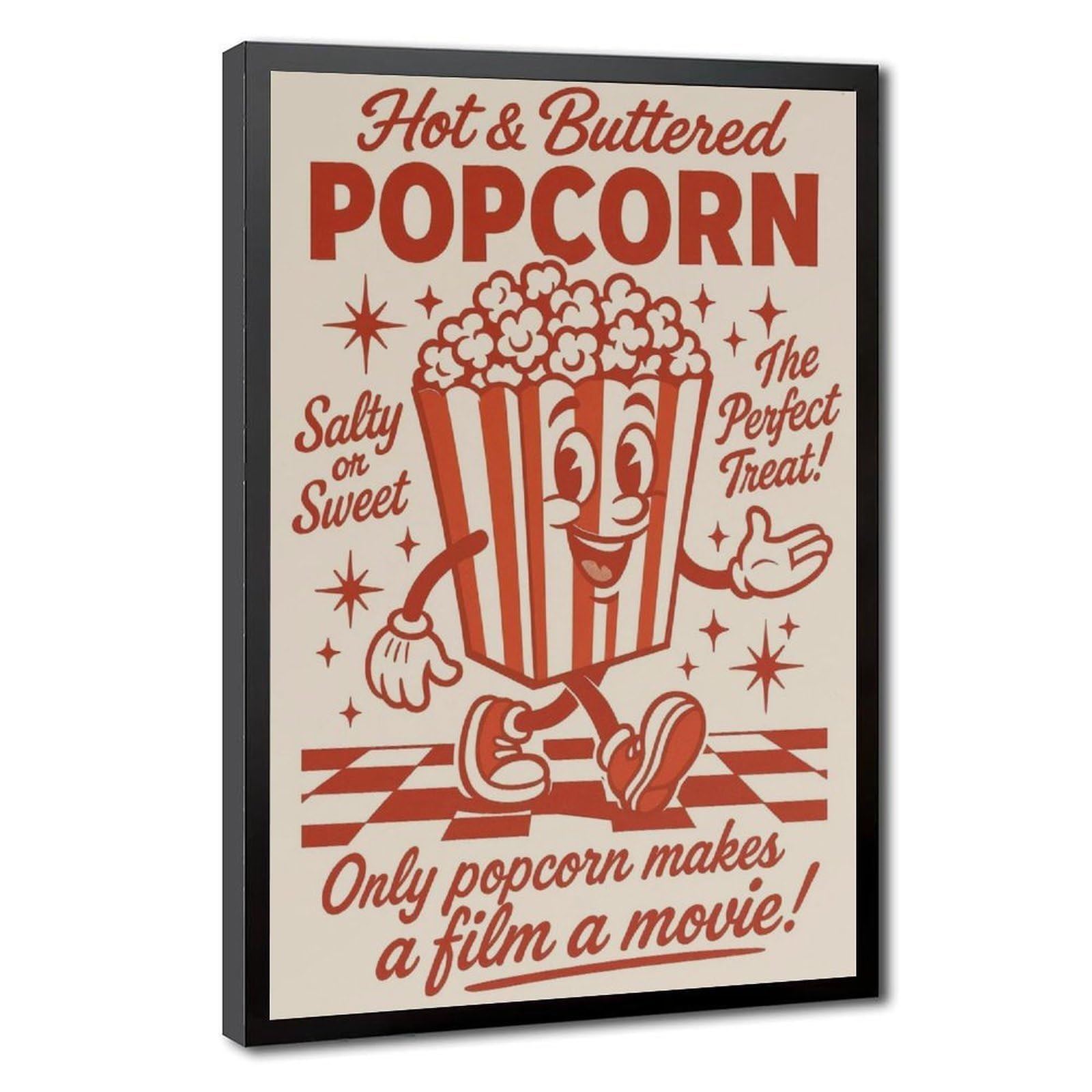 LXWNZE Hot & Buttered Popcorn, Vintage Poster（39） Canvas Poster Wall Art Decor Print Picture Paintings for Living Room Bedroom Decoration 8" L X 12" W