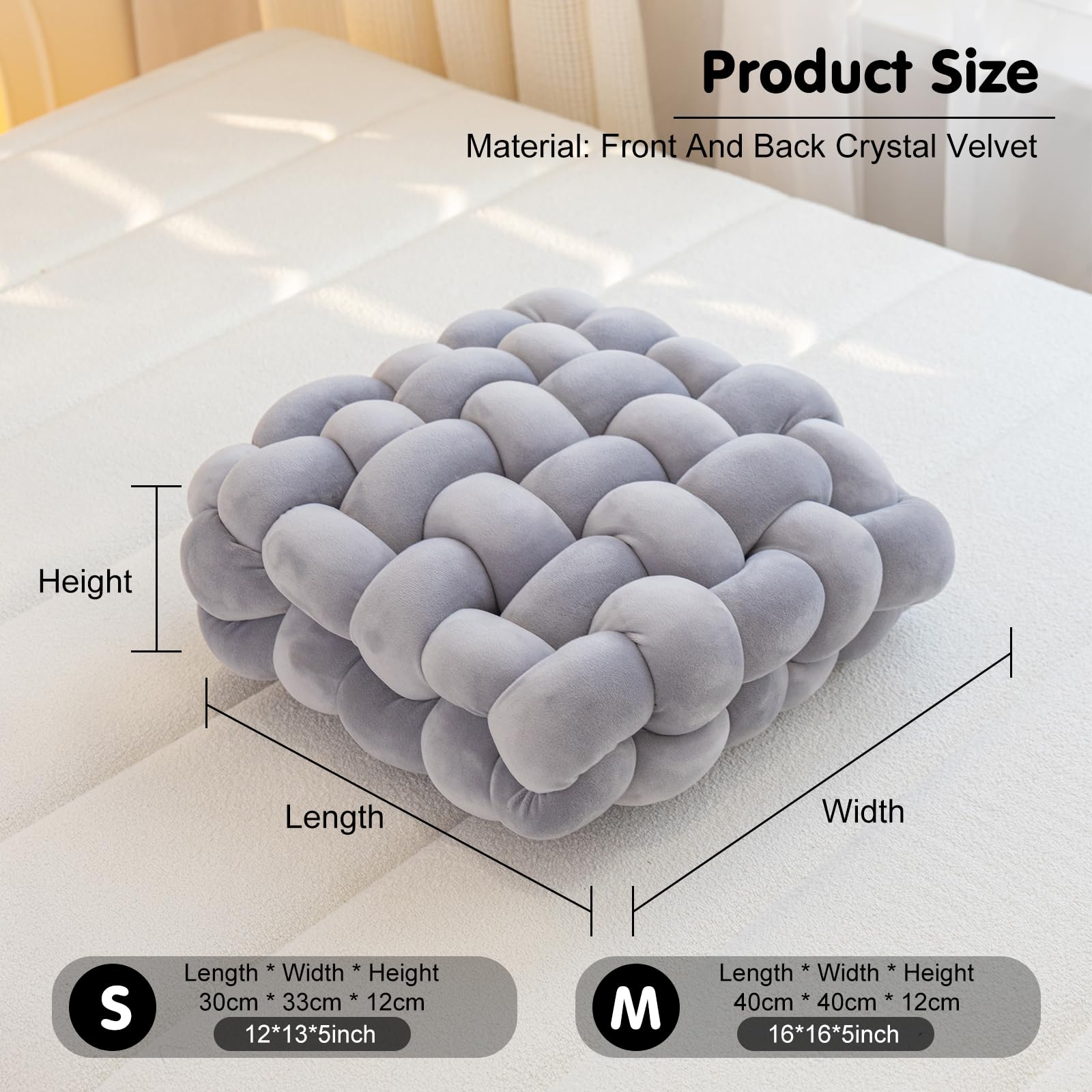 Cuscino Intrecciato In Velluto Di Cristallo Spandex – Morbido E Decorativo Con Nodo, 30x33x12 Cm O 40x40x12 Cm, Per Divano, Letto, Auto E Ufficio – Lavabile In Lavatrice