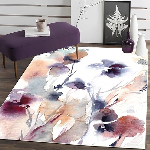 TuLdys Alfombra floral colorida para puerta, 1.5 x 2.5 pies18 x 30 pulgadas, tapetes retro de flores para entrada, antideslizantes, lavables a