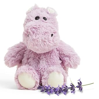 warmies Junior Microwavable & Weighted Stuffed Animal, Hippo - Soothing Microwave Hippo Warmth - Microwavable Lavender Plush Comfort - for Adults & Children Boys, Girls, Babies & Toddlers