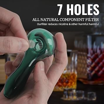 Glass Pipe with 7 Holes, Elegant Glass Spoon, Heat Resistant Glass, Easy to Clean, Gift for Friends, Colleagues, Parents, 11cm