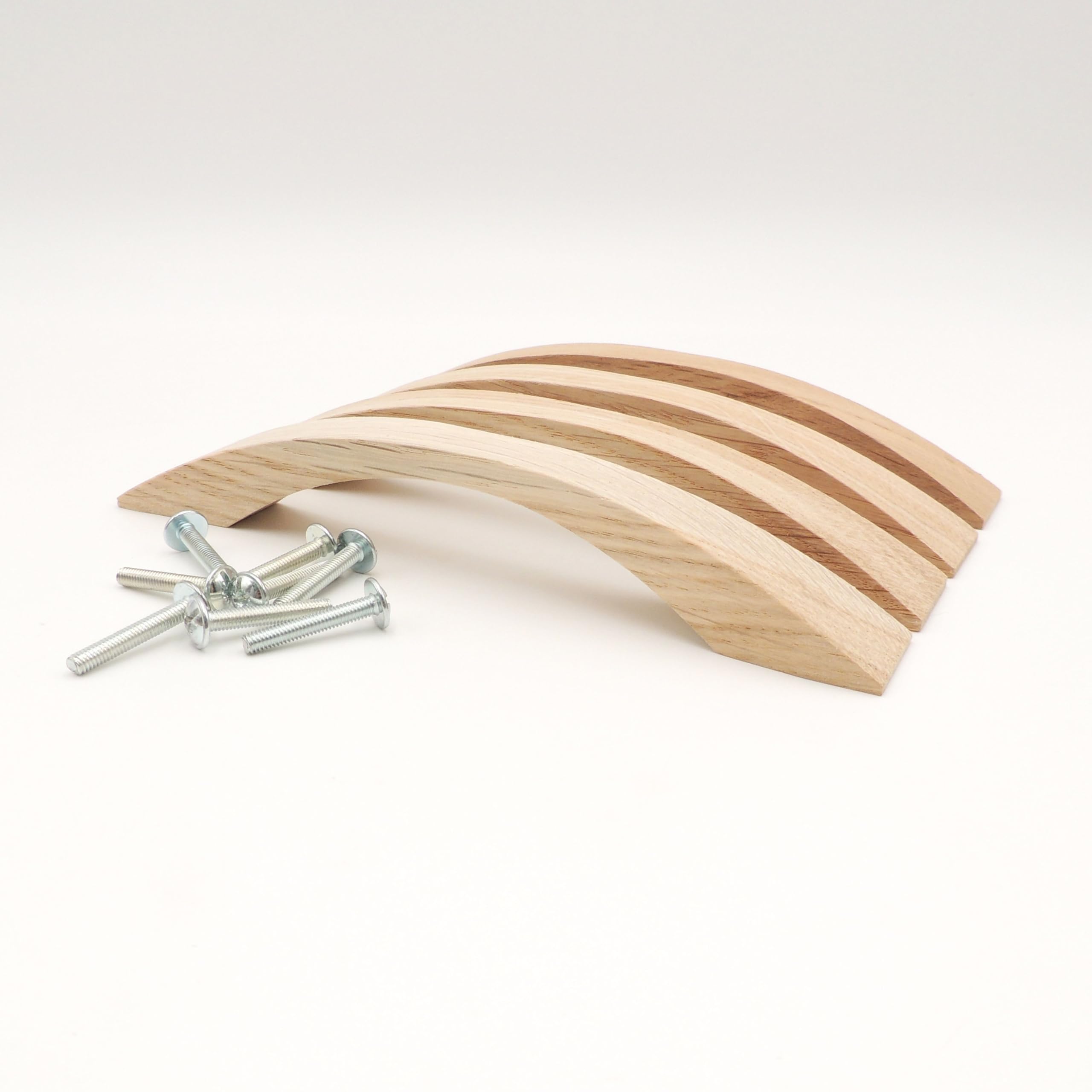 Jowe Oak Natural 4 Wooden Handles In Oak | Wood Kitchen Door Handles In Oak Made In Austria | Natural Oak, Screw Center Distance 128 Mm