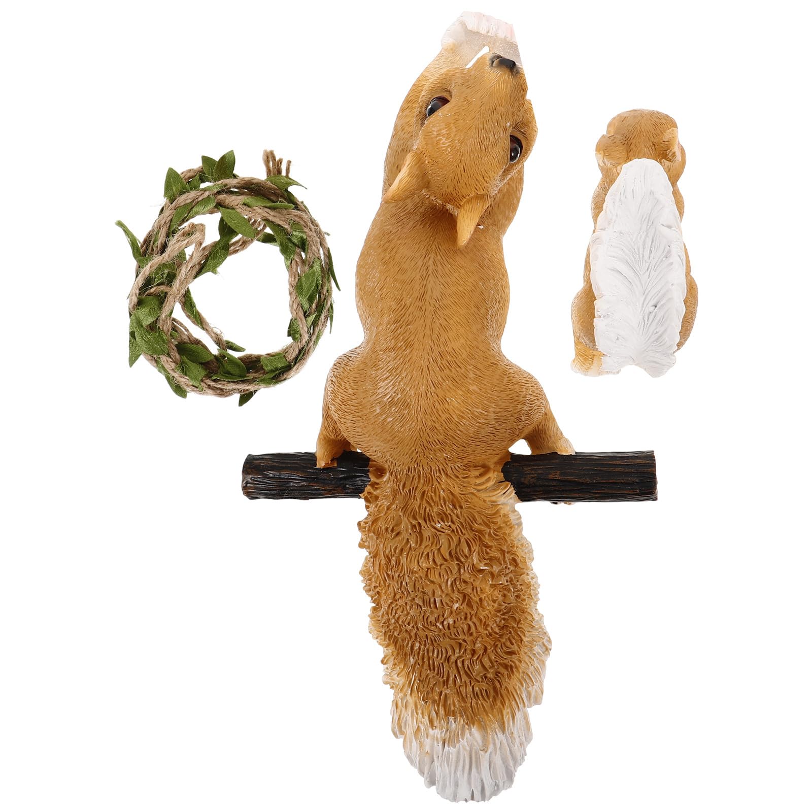 Écureuil en résine orange suspendu sur corde cadeau déco idéal pour jardinier et balcon