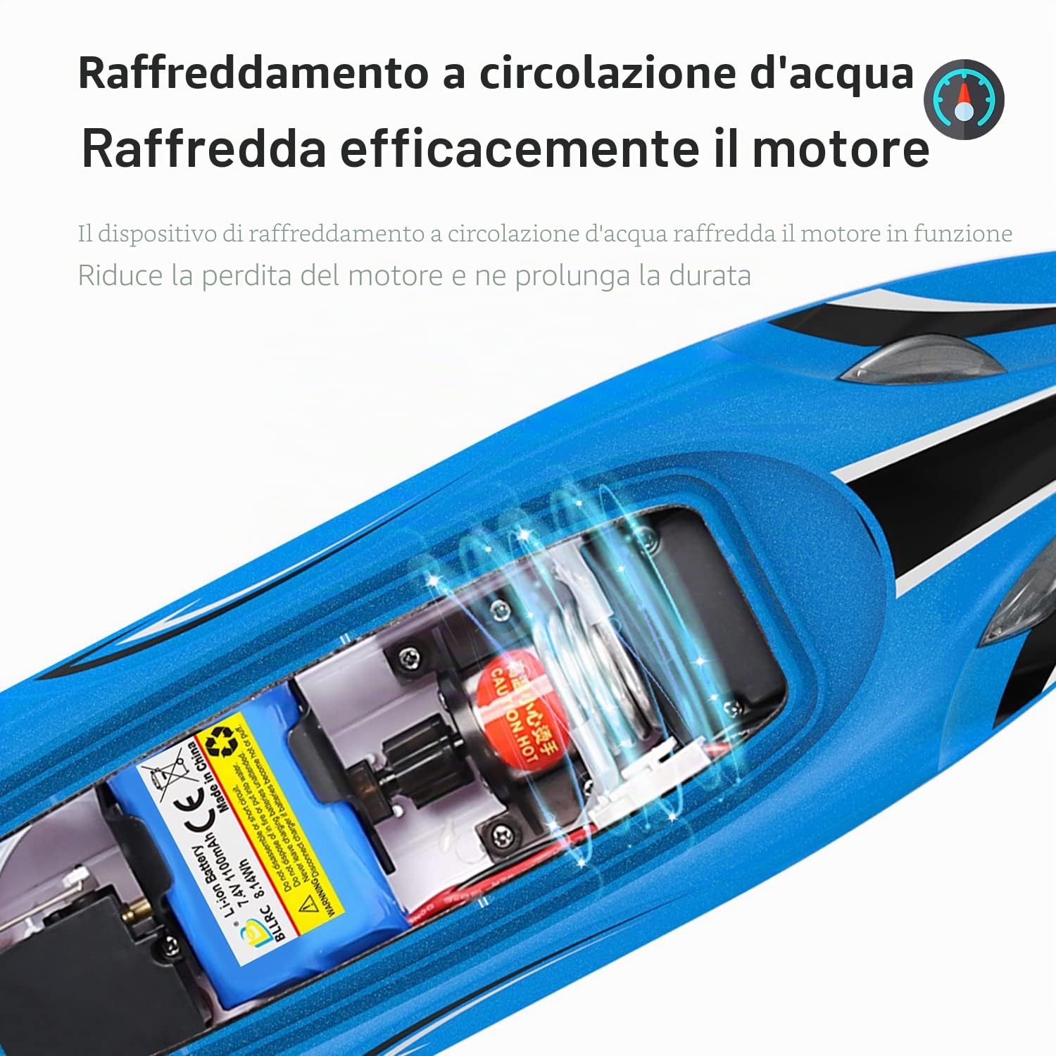 Motoscafo ad alta velocità Telecomando impermeabile Telecomando a bordo Modello di barca Giocattolo Modello di nave elettrica Yacht BLLRC L100 (Blu)