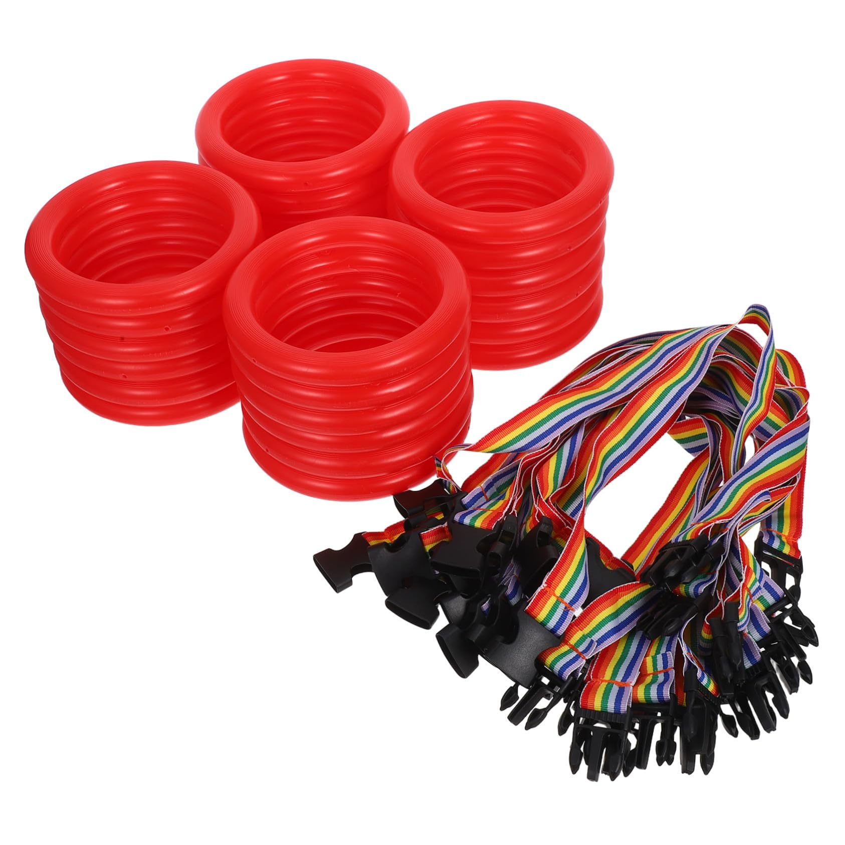 Pulsera Antipérdida Infantil Roja 24 Anillas para Paseo | Plástico y Tejido, Ajuste Regulable Liberación Rápida, 24 Juegos para Exterior y Familias