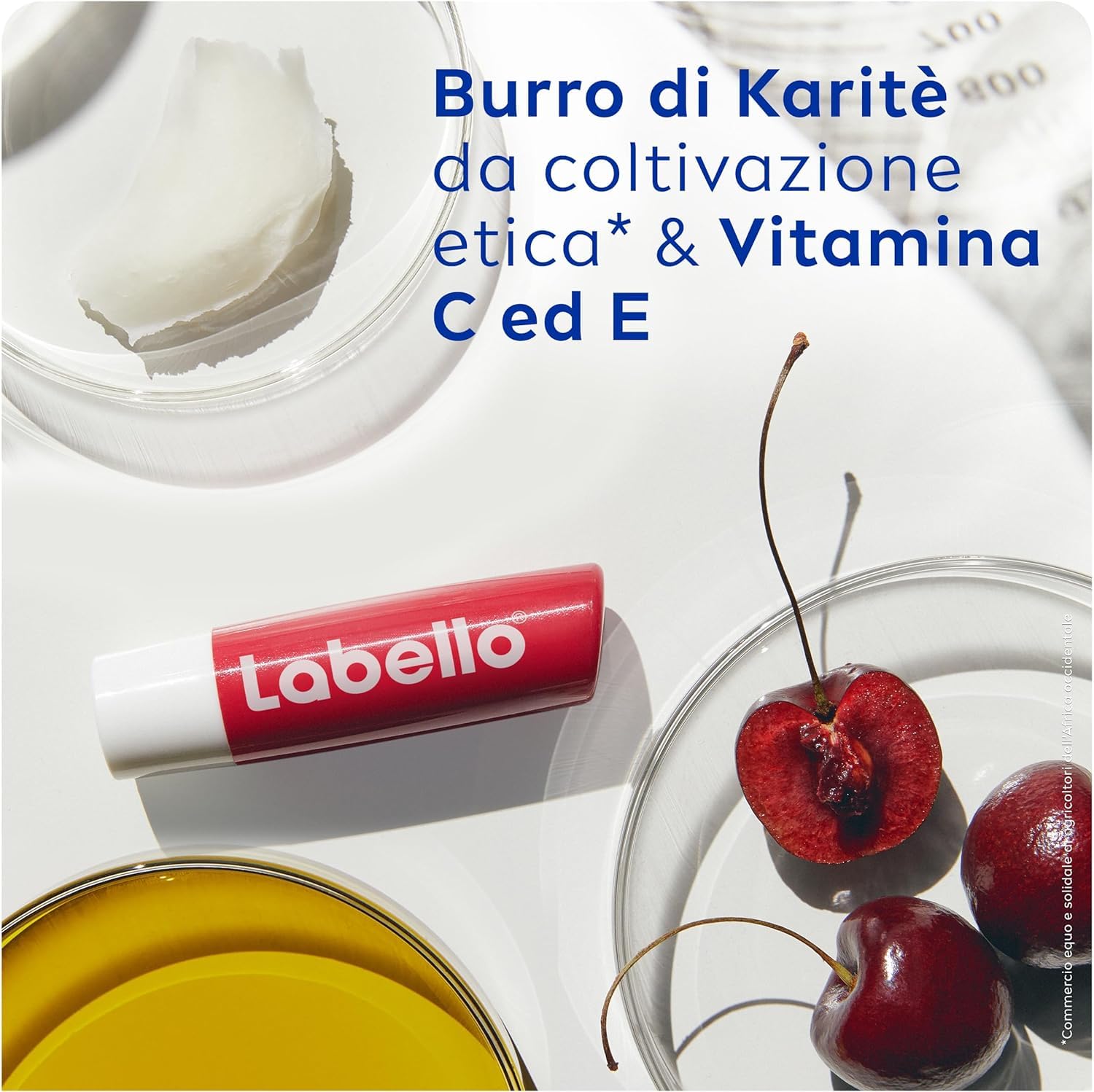 Labello Cherry Shine Burrocacao labbra 4.8 g, Balsamo labbra colorato e nutriente all'aroma di ciliegia, Lip balm idratante per 24 ore con ingredienti naturali