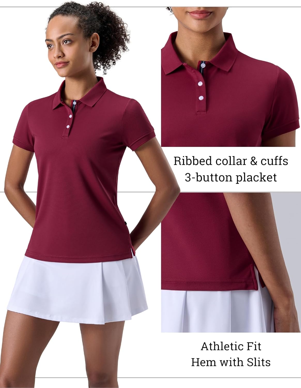 3 Pack Women's Athletic Dry Fit Polo Shirts, Wicking Short Sleeve Collared Golf T Shirt Tennis Tops - Image 5
