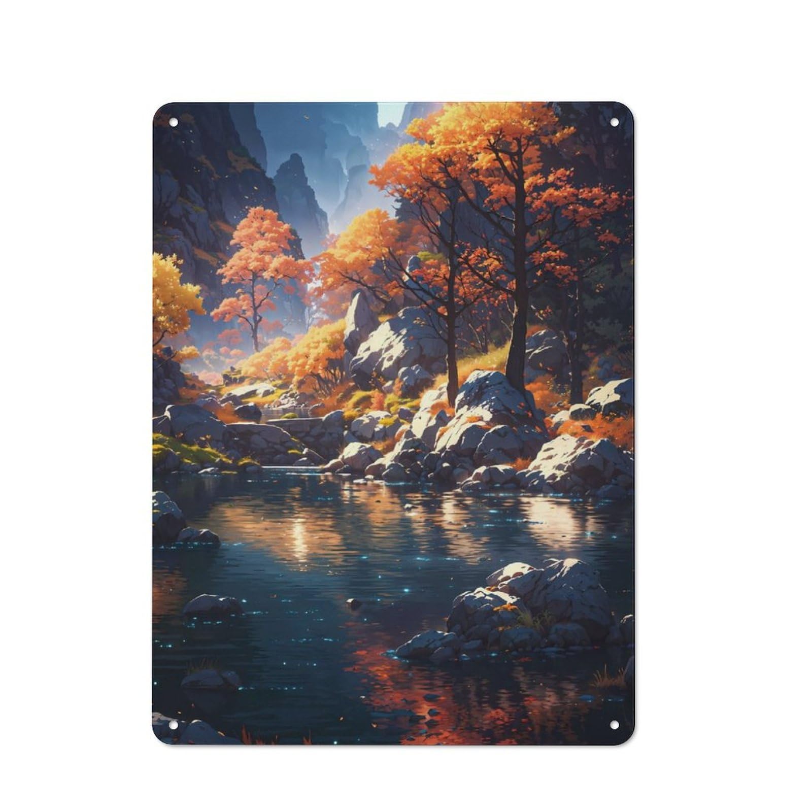 Junmoney Fall Lake Retro Metal Wall Sign 40X30cm With For Garage Wall, A Decorative Metal Sign For Garages And Workshops