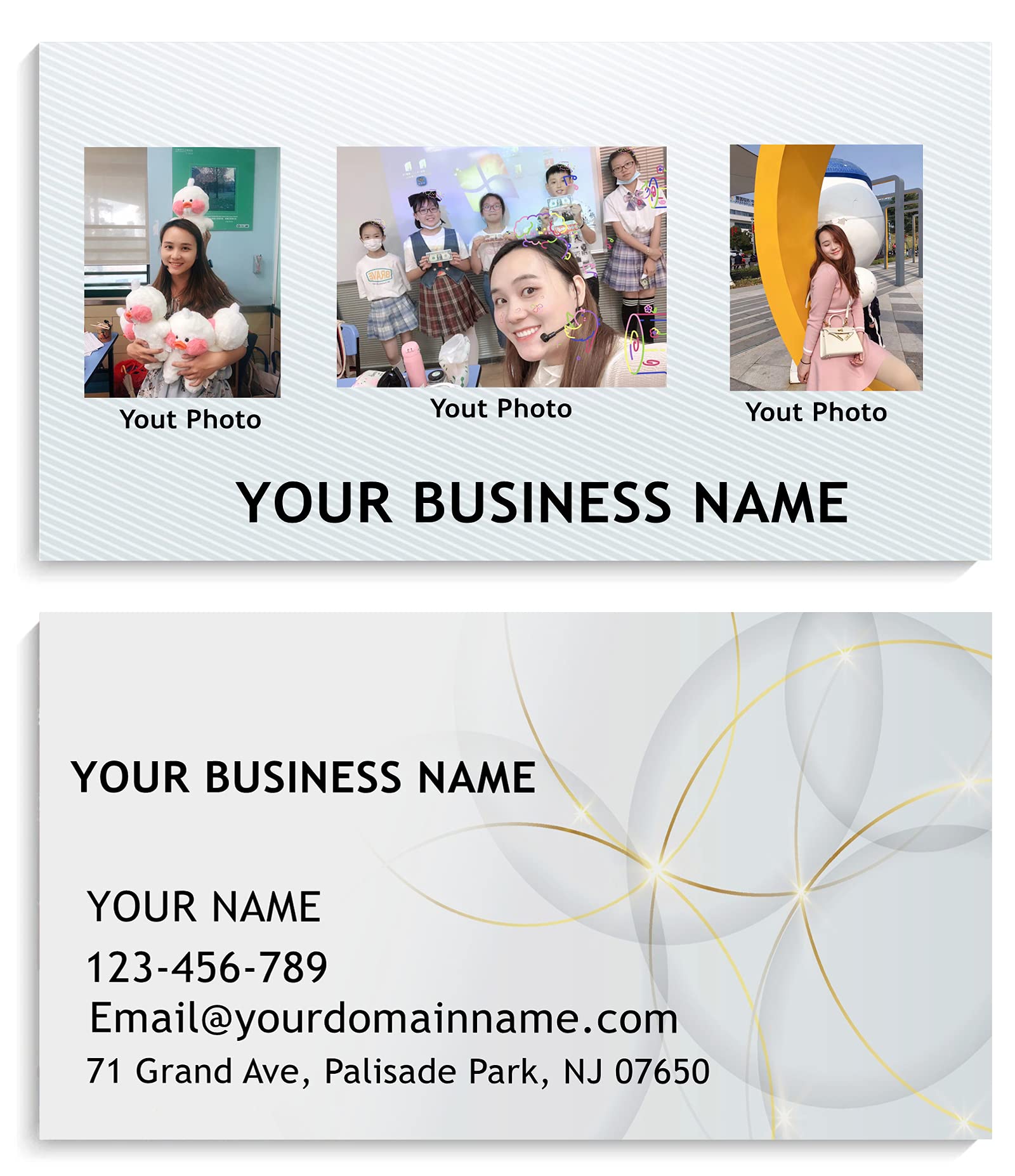 Yahedoba Opaque and Matte Copper Paper Printed Business Cards, 3.5''x2'' Custom Business Cards Design, You Can Add Your Photos and Logo Business Cards