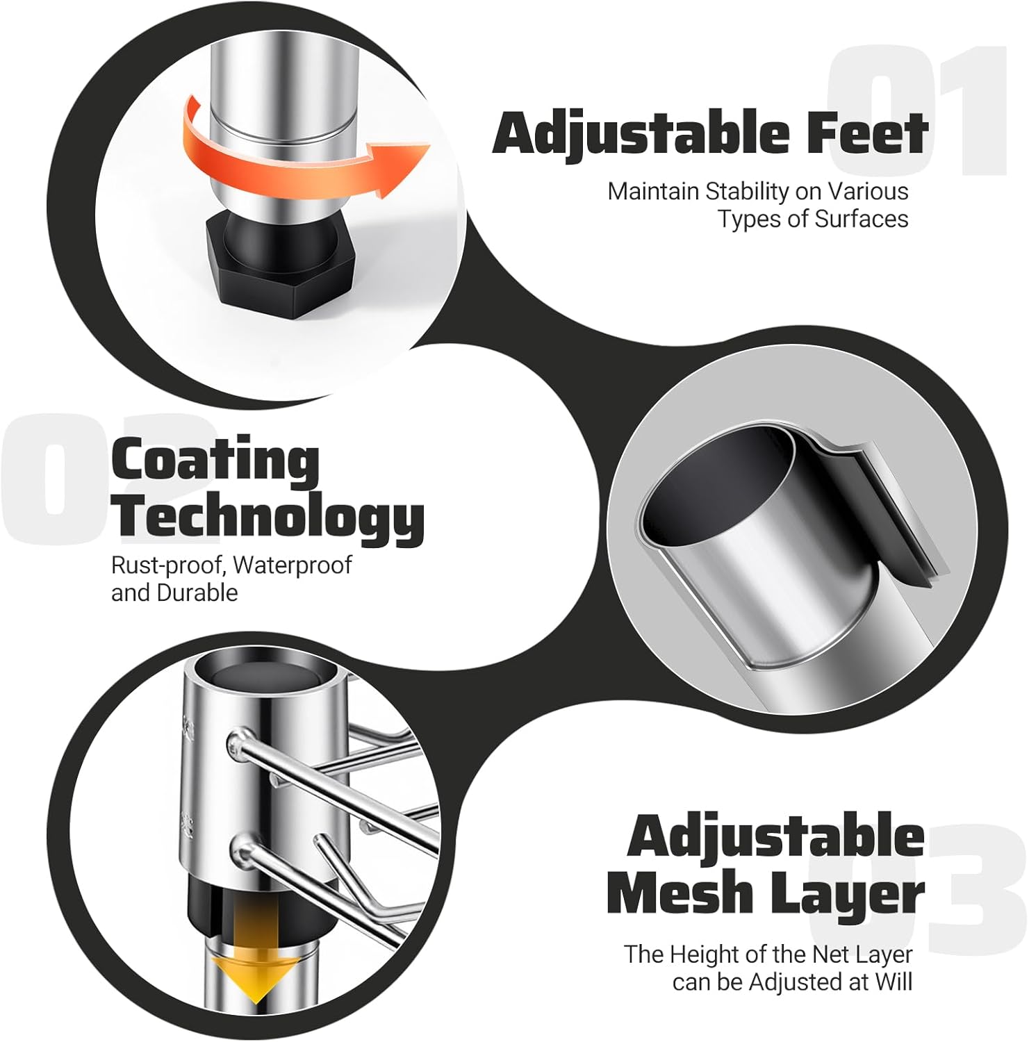 1-Tier Wire Shelving Unit, Stackable Metal Storage Shelves, Versatile Utility Shelves & Wire Rack for Garage Shelving, Pantry Shelves, Office, Living Room