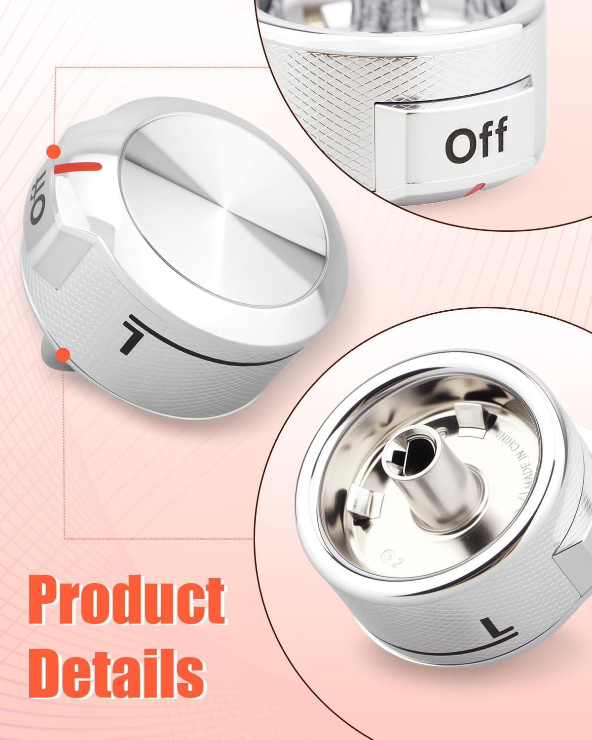 5 Pcs W11030413 Stove Control Knob Fit for Whirlpool KitchenAid Stove Some Models, Range Control Knob, Replacement W10643306 W10786063 W11027434 AP6038805 PS11770322
