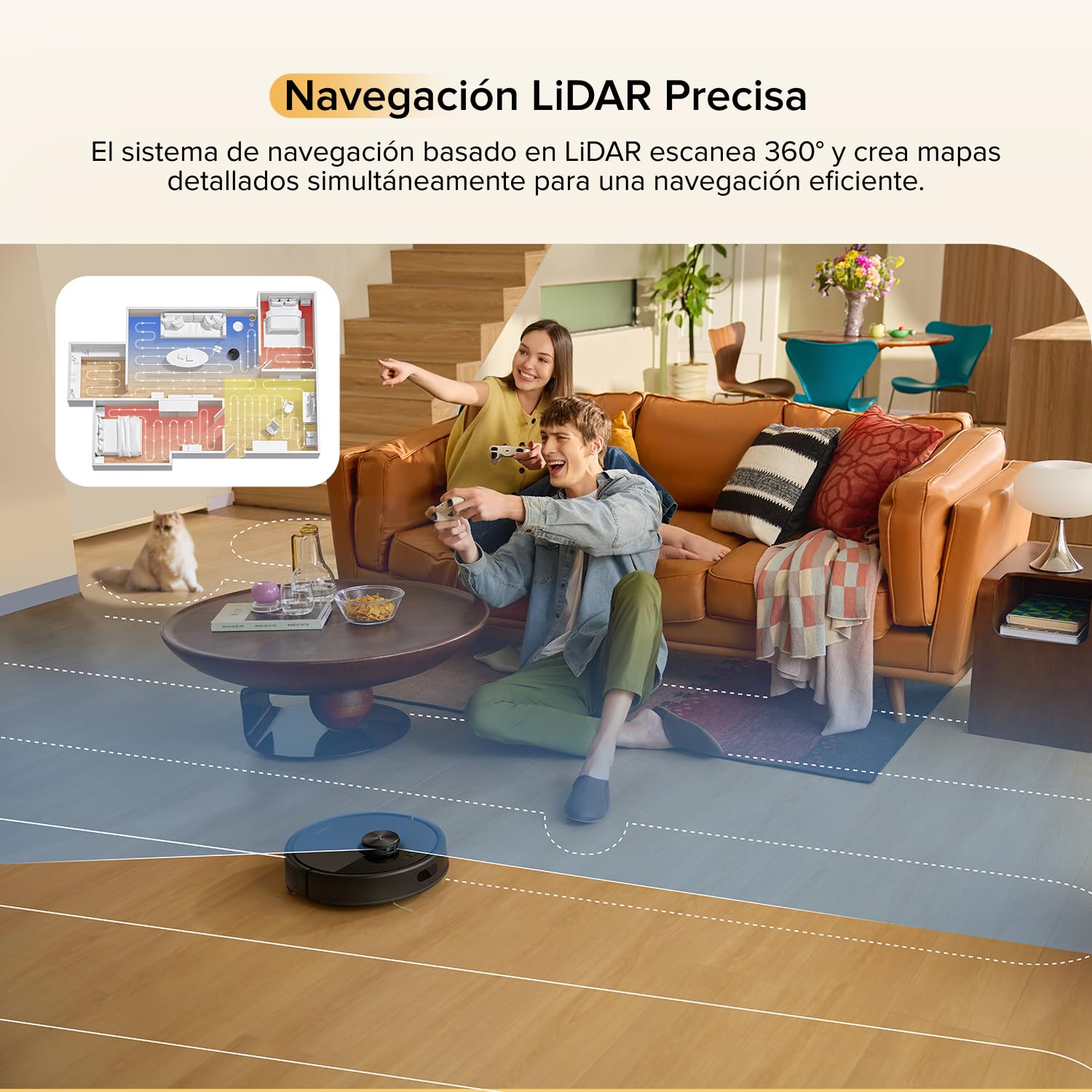 roborock Q7 M5 Robot Aspirador y Fregasuelos 2 en 1 de 10000 Pa, Robot Vacuum con Doble Sistema Antienredos, Navegación PreciSense LiDAR, Controlado por App y Comando por Voz (Negro Set)