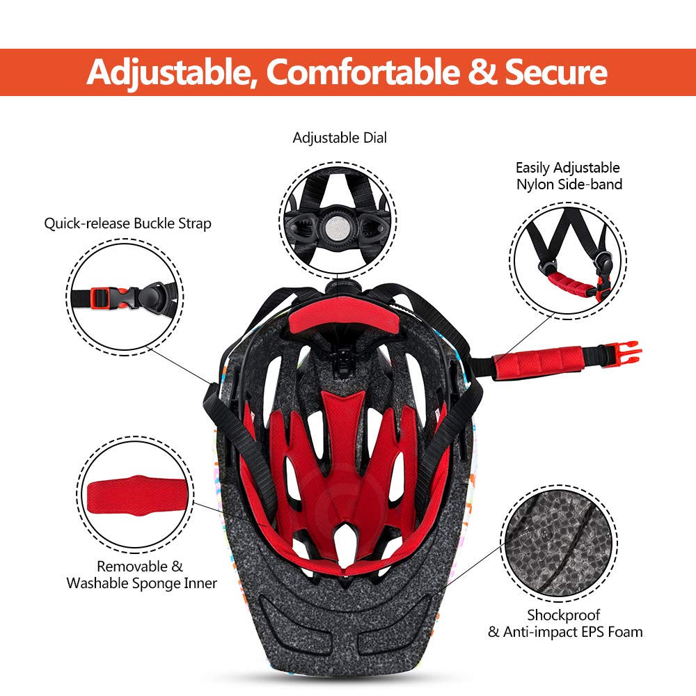 Casco de Seguridad para niños, Casco de Bicicleta para niños con luz de Fondo Segura y Barbilla Desmontable para niños y jóvenes
