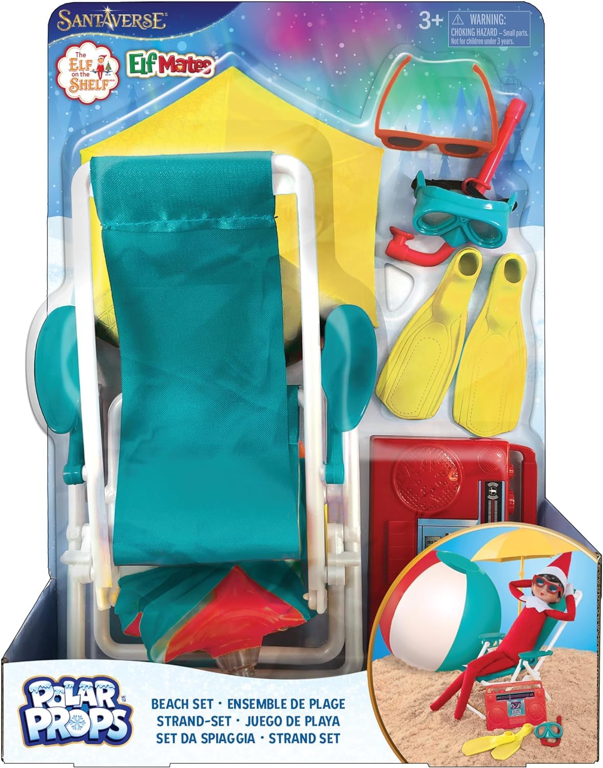 The Elf on the Shelf Beach Vacation Set - 8-Piece Beach Accessories for Your Scout Elf - includes Beach Chair, Umbrella, and More - for Ages 3 Years and above