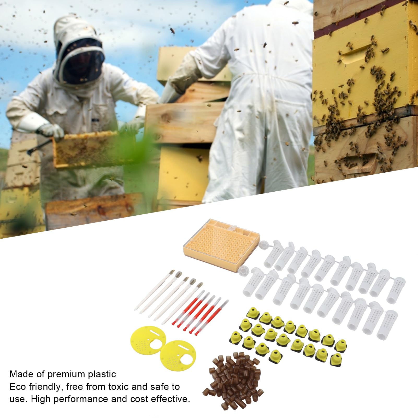 Tissting Kit d'élevage de Reines Abeilles, système de Reproduction avec 110 cellules en Plastique, Outils de greffage, Cadre de Ruche, pour apiculteurs