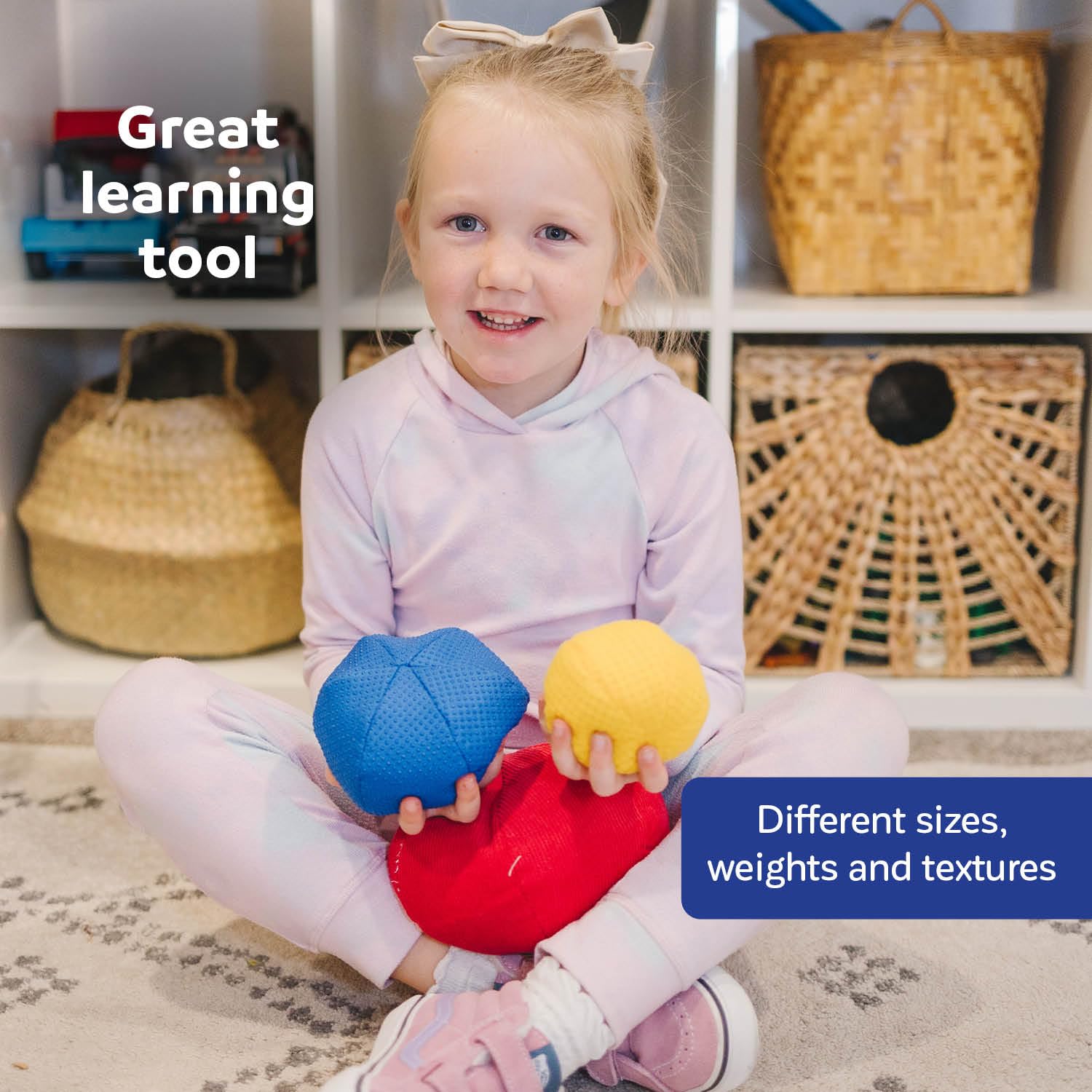 Fun & Function - Weighted Textured Balls - Sensory Bean Bags for Babies, Toddlers & Kids - Weighted Balls for Kids Sensory Therapy - includes Two Therapy Balls for Children of Different Weights