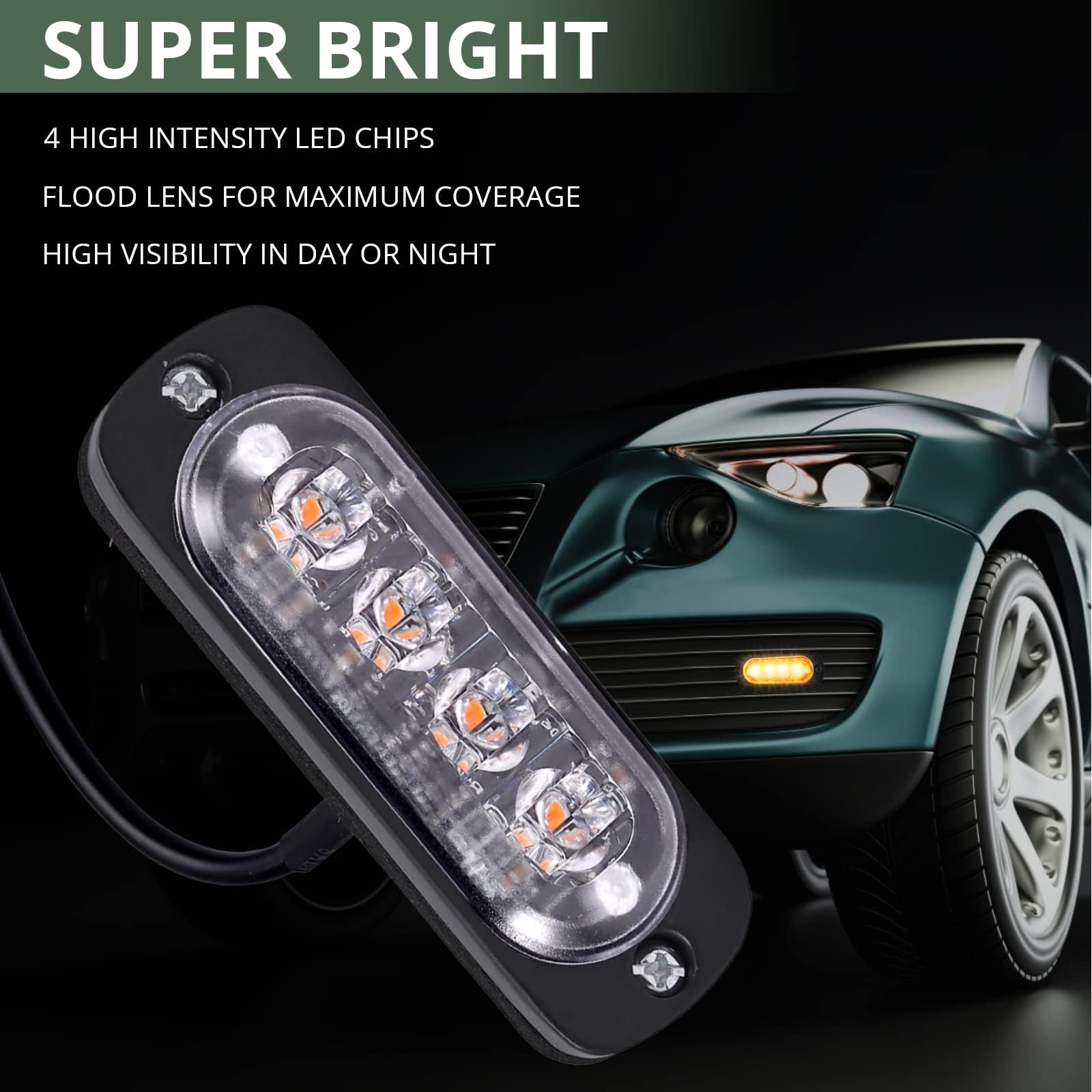 EYPINS 4 X 4 LED Luce Stroboscopica,Luce di Emergenza,12V/24V,18 Modalità Flash,IP65 Impermeabile,Adatto per Camion,Trattori,Auto,Carrelli Elevatori