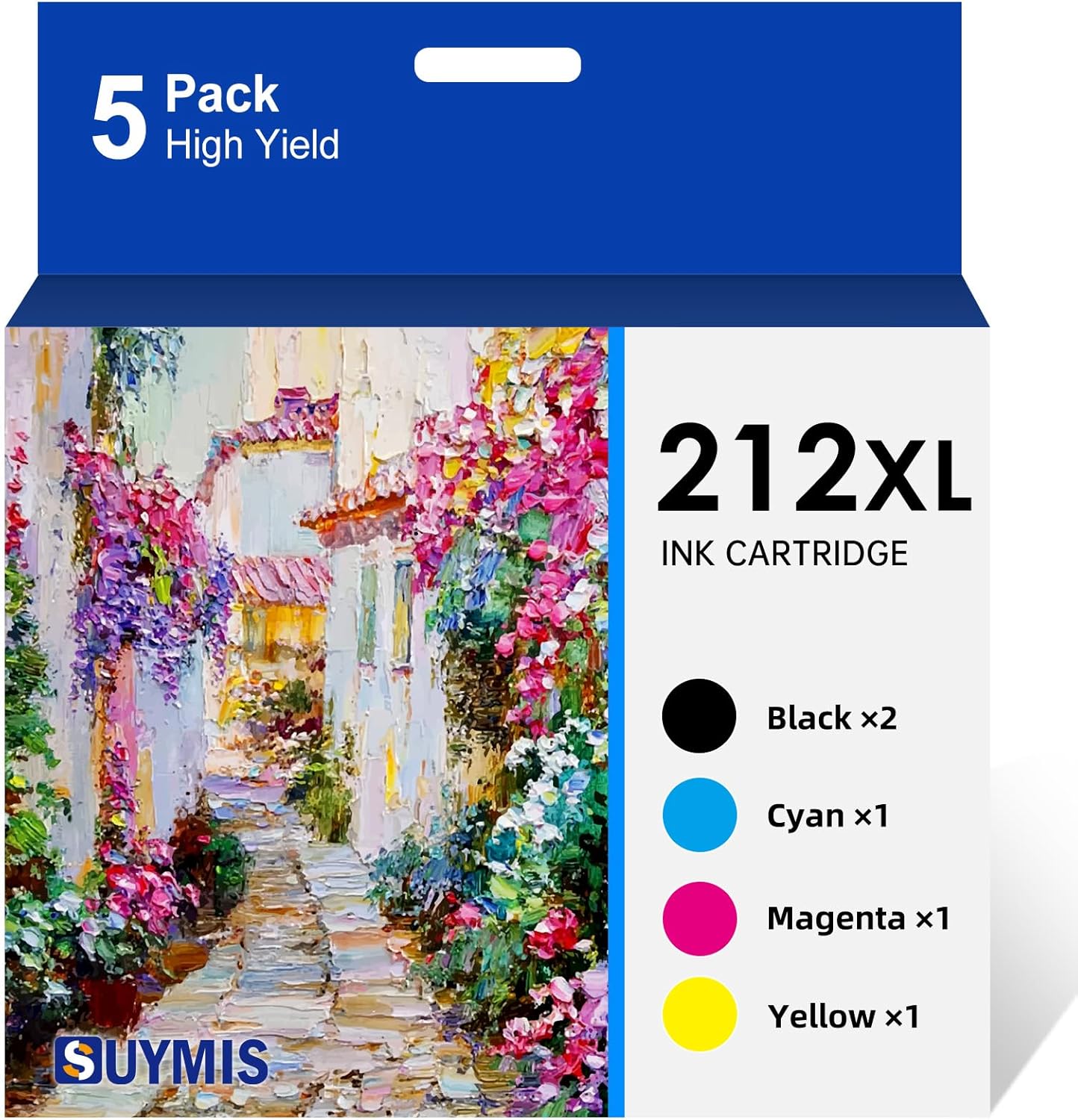 212 212XL Ink Cartridges Remanufactured for Epson 212XL 212 XL T212XL T212 Ink Cartridges Combo Pack Work with Epson Expression Home XP-4100 XP-4105 Workforce WF-2830 WF-2850 Printer (5 Pack)