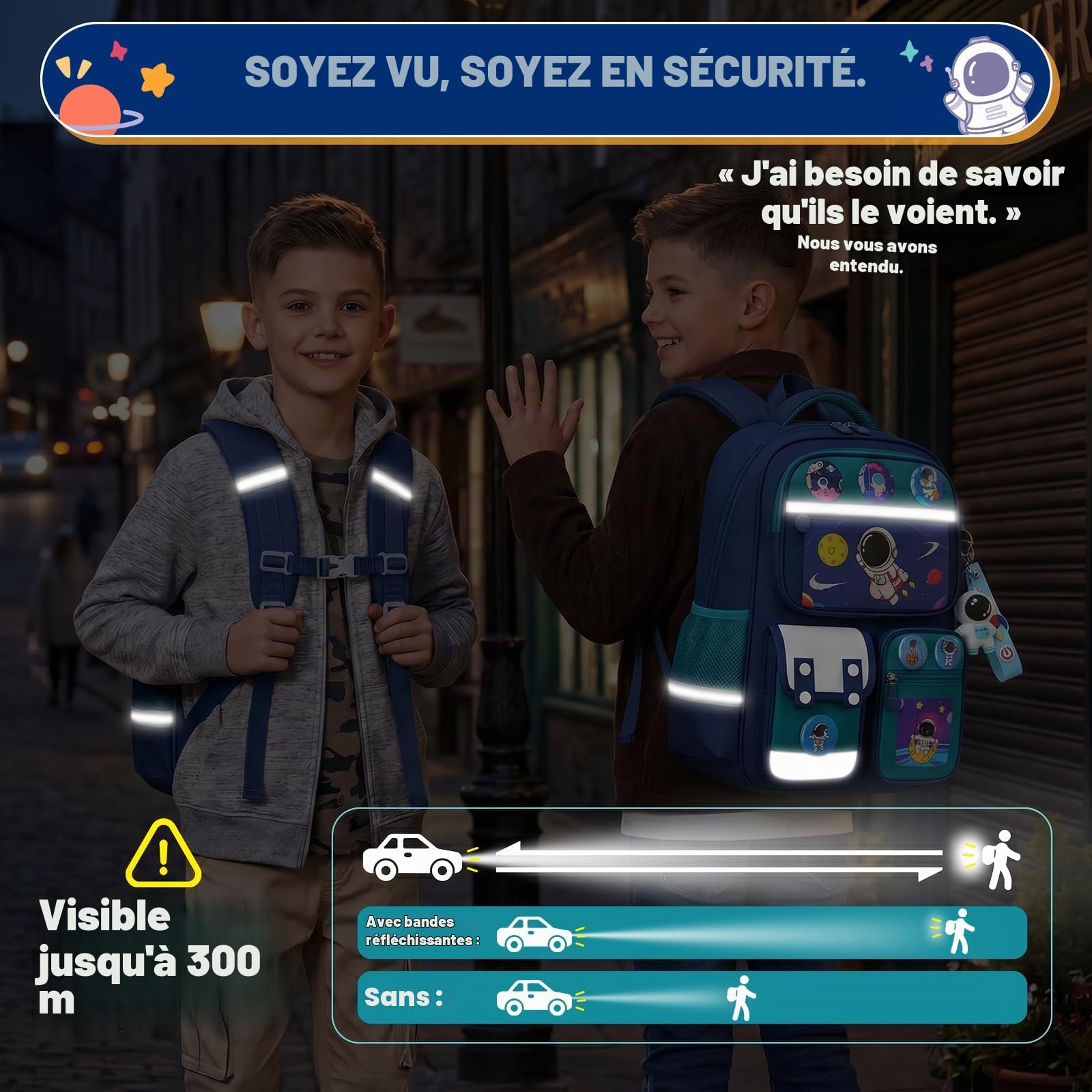 Amythe Sac à Dos Enfant Garçon 8-12 Ans – Cartable École Primaire CE1-CM2, Ergonomique Léger avec Bandes Réfléchissantes, Compartiment A4, Oxford Imperméable pour la Rentrée, Vert