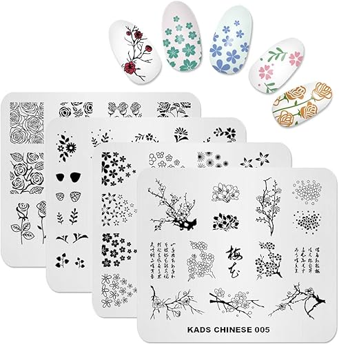 KADS Nail Art Stamp Plate Flower Series Placa de estampado de uñas Plantilla Placa de imagen Placa de arte de uñas Herramienta de decoración de