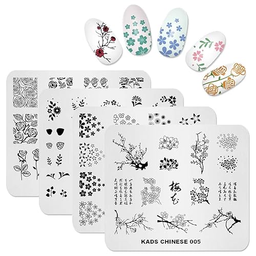 KADS Nail Art Stamp Plate Flower Series Placa de estampado de uñas Plantilla Placa de imagen Placa de arte de uñas Herramienta de decoración de