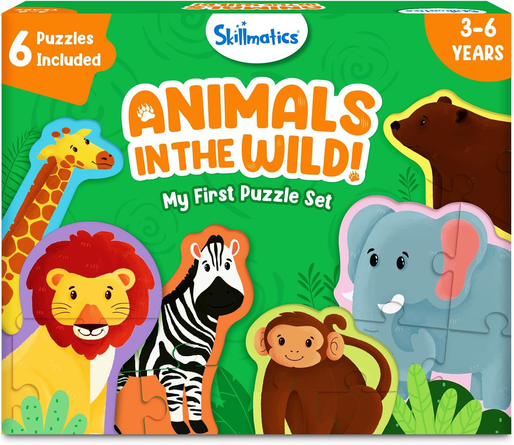 Skillmatics My First Puzzle Set - 21 Piece Wild Animal Jigsaw & Toddler Puzzles, Educational Toy for Boys & Girls, Gifts for Kids Ages 3, 4, 5, 6