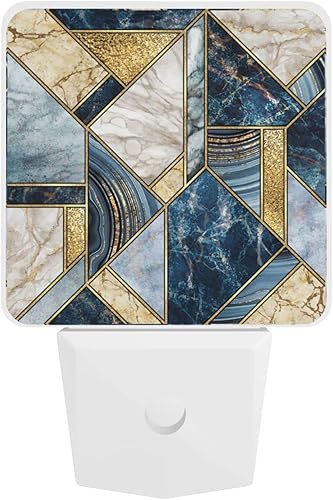 Miniatura 8 de Moderna luz nocturna de mármol azul enchufable para pared, luz nocturna LED decorativa con sensor automático de anochecer a amanecer, para niños,