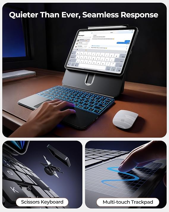 BLOSOMEET Clear Keyboard Case, iPad Air 13(M4/M3/M2) & Pro 12.9, Black