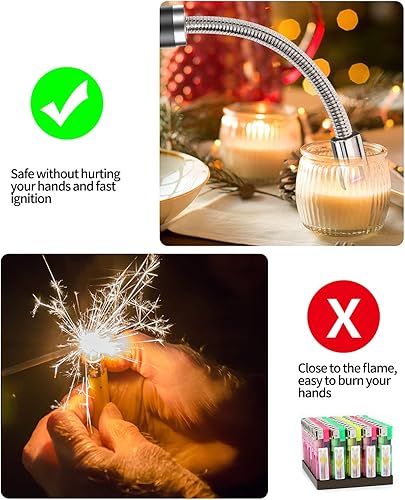 Miniatura 3 de VEHHE Encendedor de velas, paquete de 2 encendedores eléctricos recargables con pantalla de batería LED, interruptor de seguridad, cuello flexible