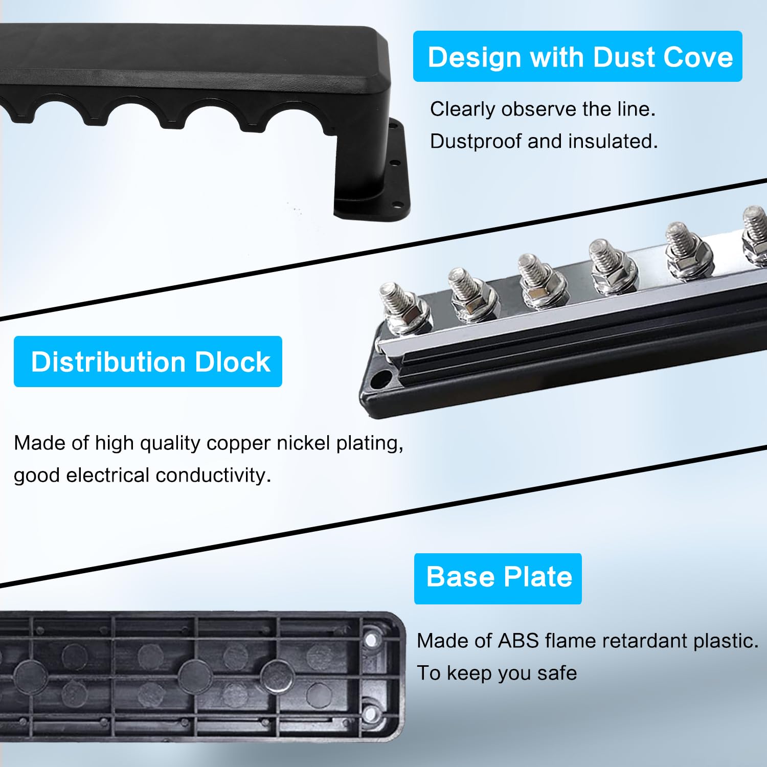 Snapklik.com : Jamgoer 600A Bus Bar Heavy Duty Power Distribution Block ...
