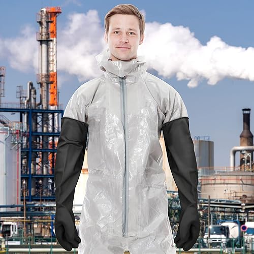 Miniatura 5 de Guantes largos de trabajo de seguridad resistentes a productos químicos, reutilizables, resistentes y largos, de 22 pulgadas, 18 pulgadas, 14